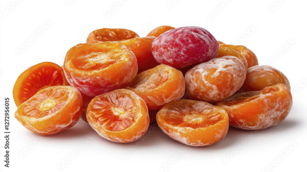 Dried apricots and fruits stacked together, showcasing vibrant colors and textures Dried apricots and fruits stacked together, showcasing vibrant colors and textures