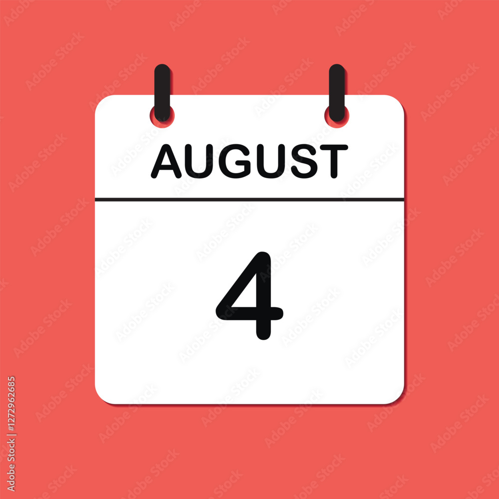 August 4. Daily Calendar icon for design. Simple design for business brochure, flyer, print media, advertisement. Easily editable. August 4. Daily Calendar icon for design. Simple design for business brochure, flyer, print media, advertisement. Easily editable.
