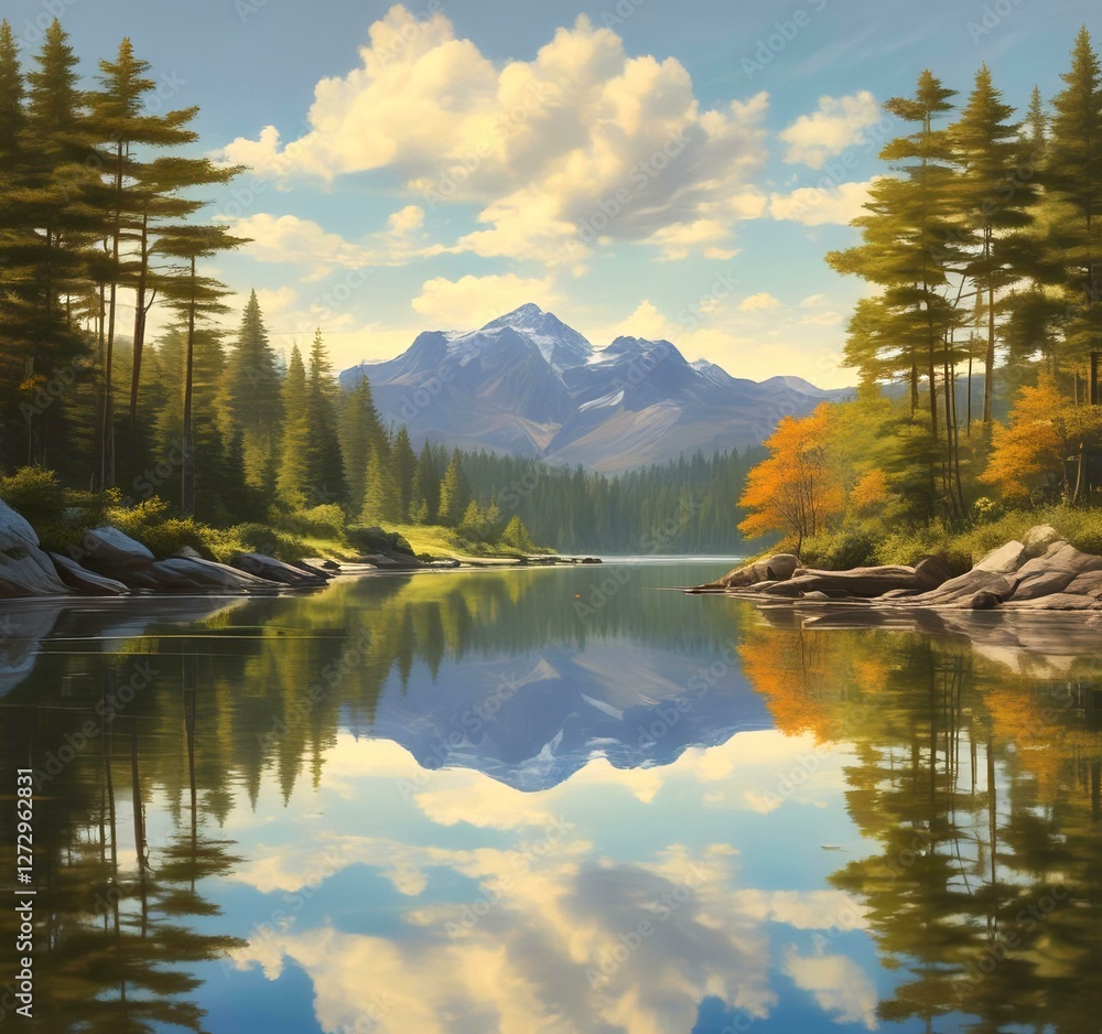 Naklejka premium Illustration of travel landscape.