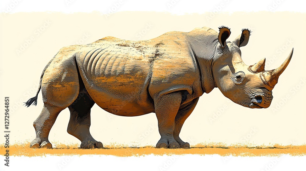 Fototapeta premium high resolution rhinoceros isolated on transparent background ideal for wildlife conservation themes educational projects and nature inspired illustrations featuring majestic african animal designs