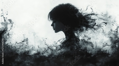 horizon of serenity anime girl silhouette in captivating 4k digital artwork wallpaper generative ai