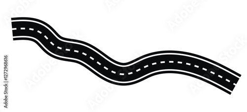 Roads and highways icons. Lots of winding roads. Bending asphalt roads and highways.. Curvy asphalt empty line isolated vector concept
