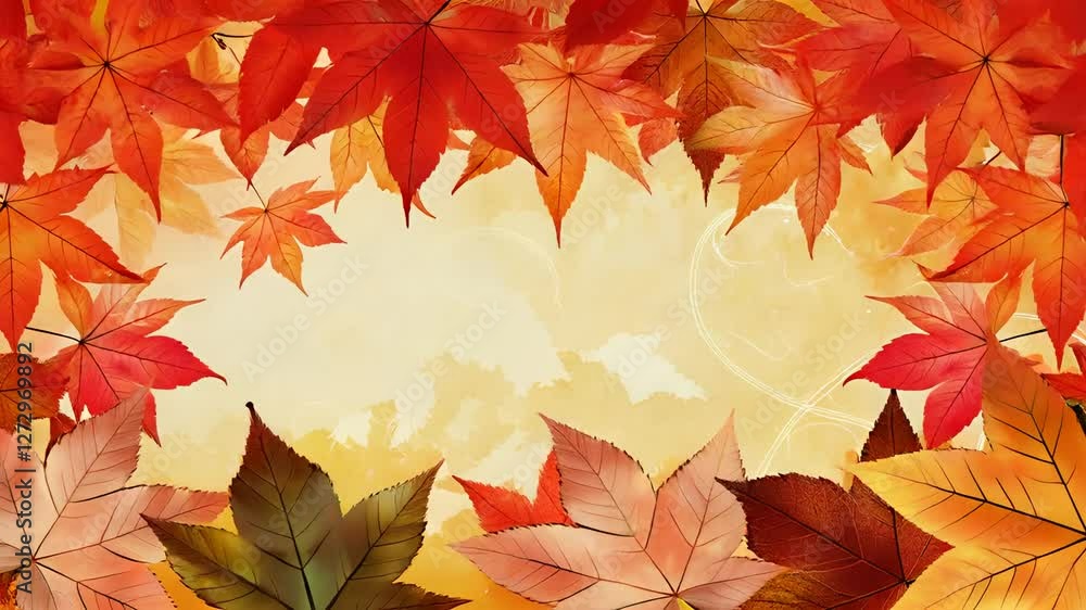 紅葉がゆらゆらと揺れている、水彩で描いた紅葉 紅葉がゆらゆらと揺れている、水彩で描いた紅葉