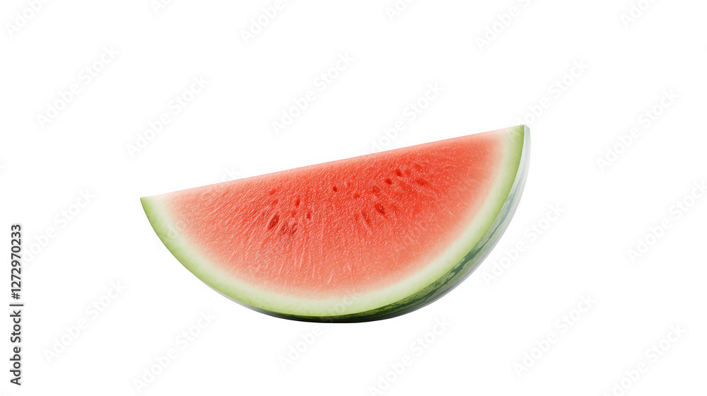 Closeup of a juicy watermelon slice on white background, refreshing summer treat Closeup of a juicy watermelon slice on white background, refreshing summer treat