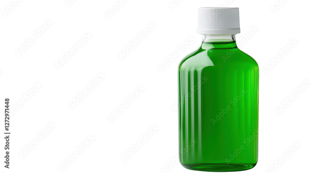 Refreshing green glass bottle with white cap, a sustainable choice for healthy hydration Refreshing green glass bottle with white cap, a sustainable choice for healthy hydration
