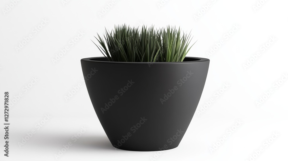 Smooth matte black tapered planter, clean wide rim, soft ambient glow, ultra-detailed 8K, white background. --ar 16:9 --style raw --v 6.1 Job ID: 64ae6a01-bf4b-432c-9244-547c39b66dac