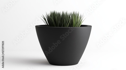 Obraz na płótnie Smooth matte black tapered planter, clean wide rim, soft ambient glow, ultra-detailed 8K, white background. --ar 16:9 --style raw --v 6.1 Job ID: 64ae6a01-bf4b-432c-9244-547c39b66dac w salonie