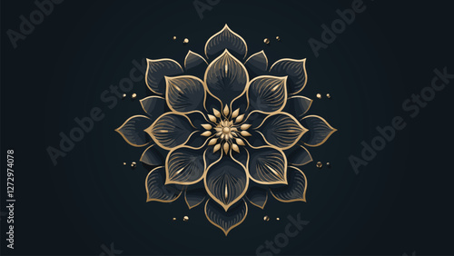 Ornate Mandala in Gold with Rich Black Background