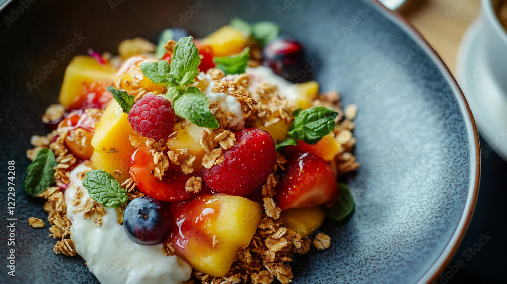 Obraz premium Invigorating Granola Fruit Bowl for Healthy Eating and Lifestyle