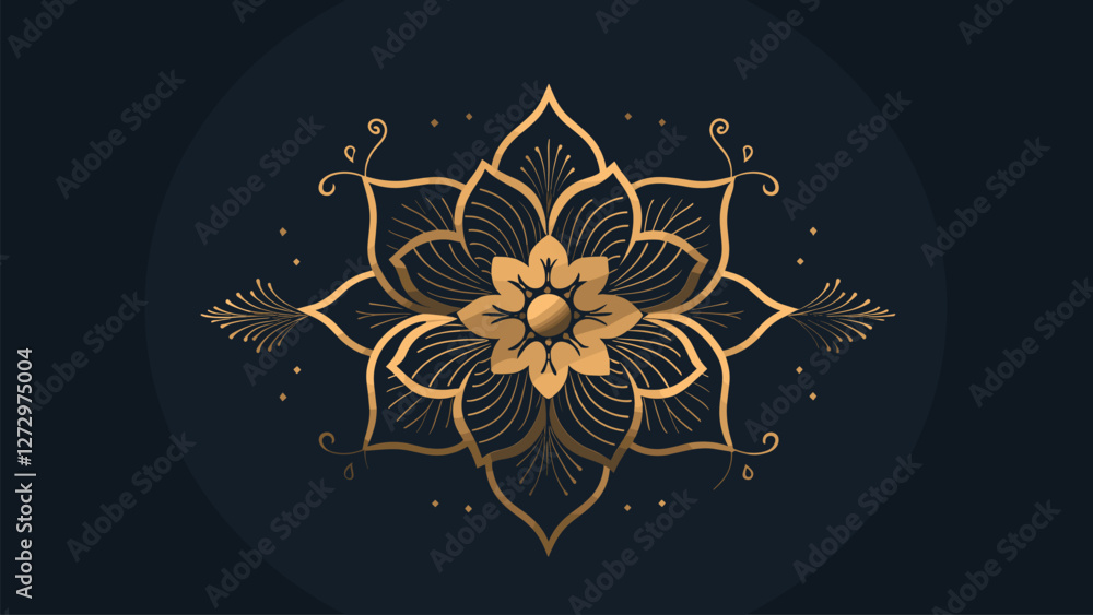 Luxurious Gold Mandala Design with Dark Backdrop Luxurious Gold Mandala Design with Dark Backdrop