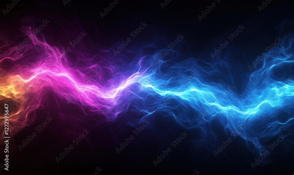 Colorful abstract energy waves in pink and blue against dark background Colorful abstract energy waves in pink and blue against dark background
