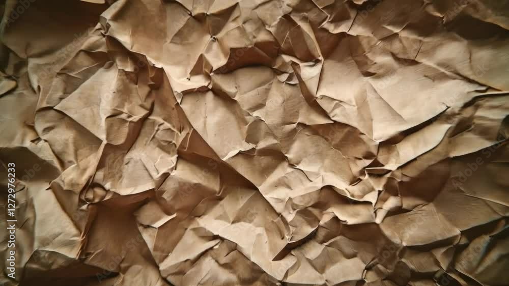 Texture background of crumpled and creased recycled brown paper