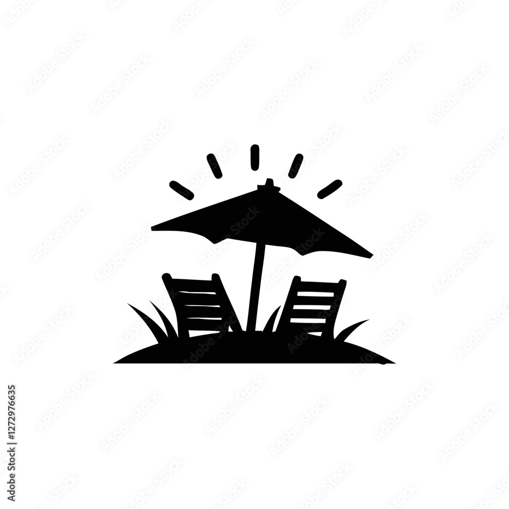Fototapeta premium A beach chair umbrella logo