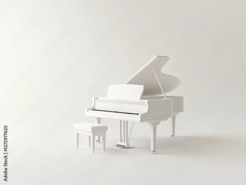 3d minimalist grand piano render in a smooth elegant studio setting capturing serenity and sophistication 3d minimalist grand piano render in a smooth elegant studio setting capturing serenity and sophistication