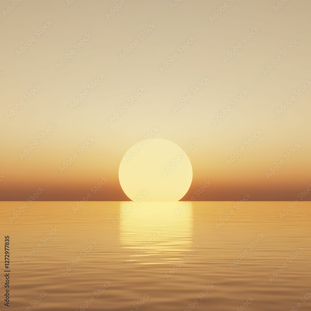 Obraz premium 3d sunrise over a minimalist horizon nature imagery tranquil environment serene viewpoint symbolizing new beginnings