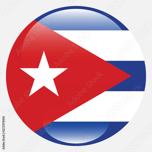 Cuba circle flag logo icon digital vector illustration