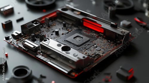 Wallpaper Mural High-fidelity graphics card exploded view 3d visualization in gigapixel detail Torontodigital.ca