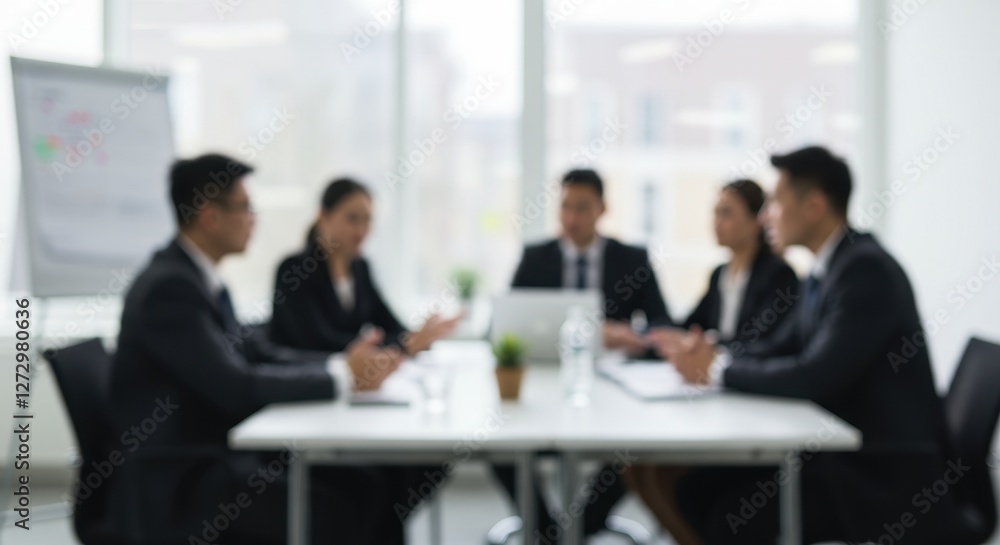 Blurred Business Meeting in Modern Office Blurred Business Meeting in Modern Office