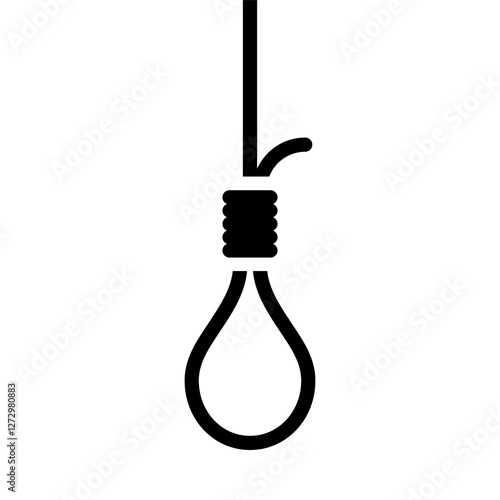 Rope hanging loop icon. Suicide rope noose