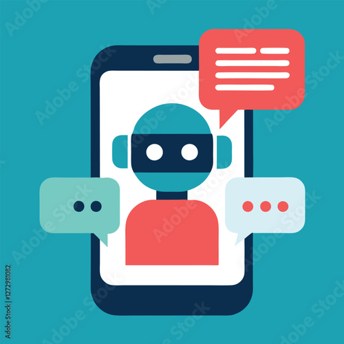 Virtual Assistant Chat Interface in Flat Design