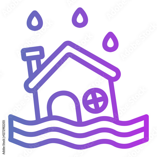 flooded house Gradient icon