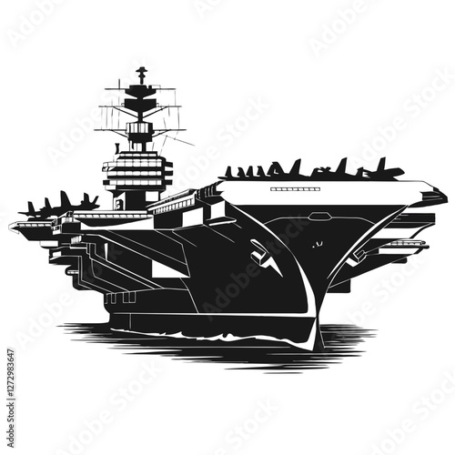 Aircraft carrier silhouette black color vector 