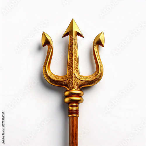 poseidon trident isolated on whiote background photo