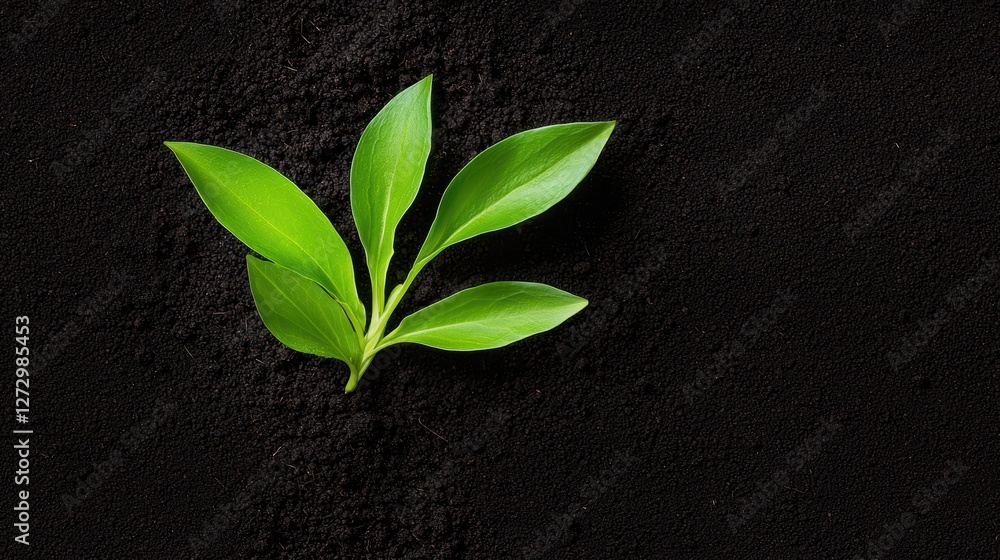 Naklejka premium New life emerging, a small plant breaks through the ground, symbolizing growth and renewal