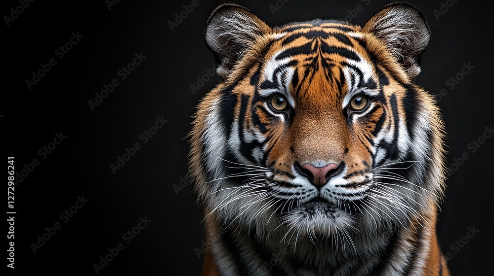 Fototapeta premium majestic tiger isolated on transparent background perfect for wildlife conservation animal art projects and bold graphic design concepts featuring the fierce beauty of big cats