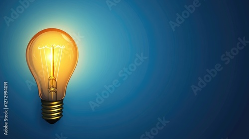 Illuminating the Path: A vibrant light bulb glows brightly against a deep blue backdrop, symbolizing innovation, inspiration, and the spark of an idea.