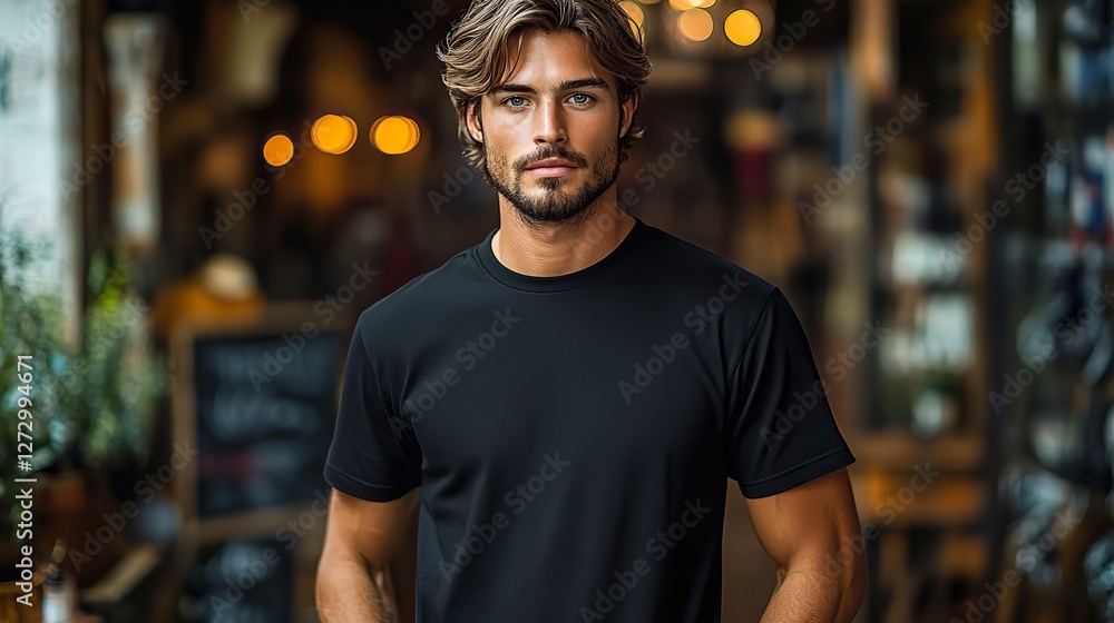 modern plain black t shirt mockup template in photo studio setting with male model front and back views stylish apparel mockup for fashion brand presentation modern plain black t shirt mockup template in photo studio setting with male model front and back views stylish apparel mockup for fashion brand presentation