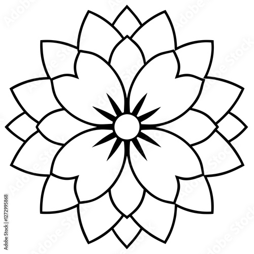 Elegant Cosmic Bloom Mandala Line Art