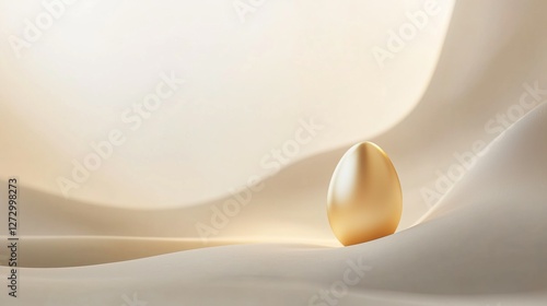 Elegant golden Easter egg on a soft abstract background