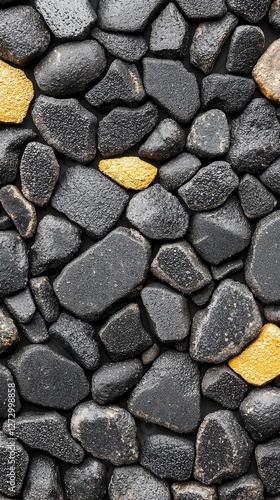 Wallpaper Mural Asphalt road work planning concept. A close-up image of black and yellow pebbles arranged naturally, showcasing texture and color contrast. Torontodigital.ca