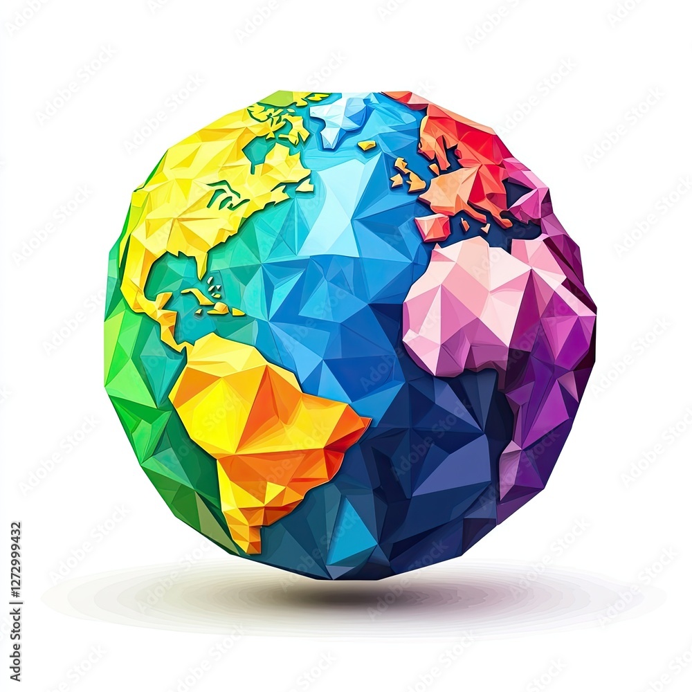 Colorful polygonal Earth globe, isolated on white Colorful polygonal Earth globe, isolated on white