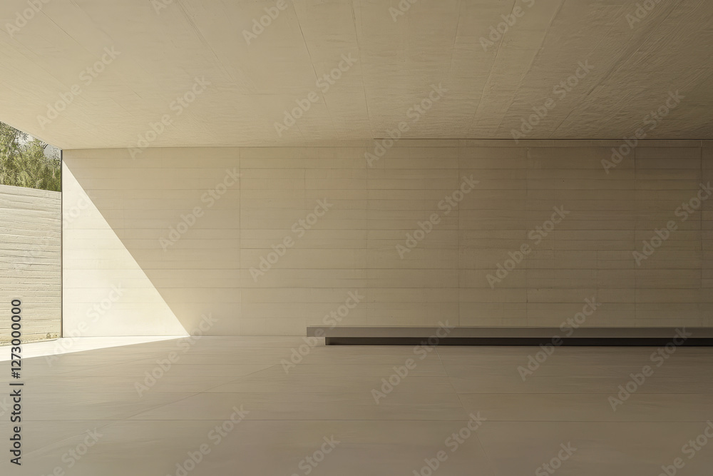 Obraz premium Minimalist interior design features natural light in an open space with smooth surfaces