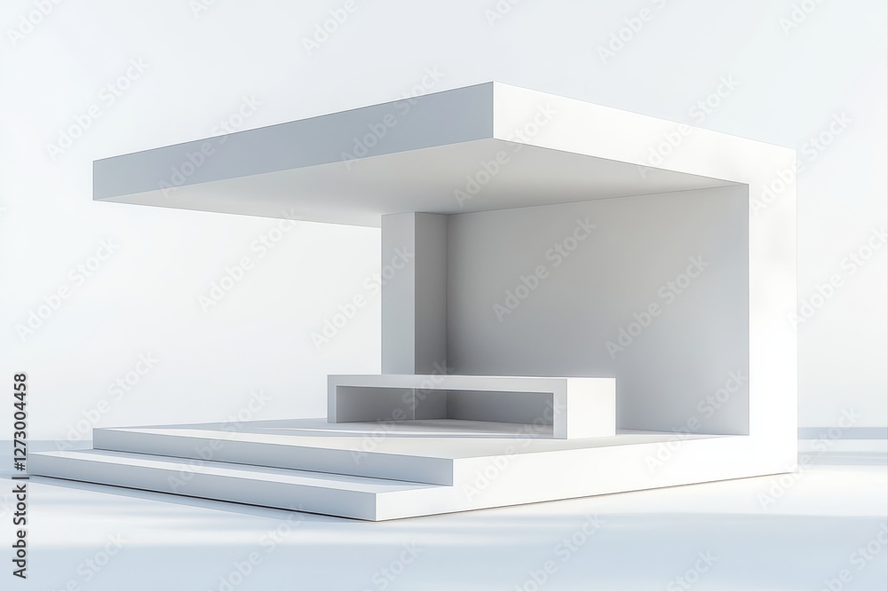 Fototapeta premium Modern 3d render of minimalist architectural display in an abstract gallery environment