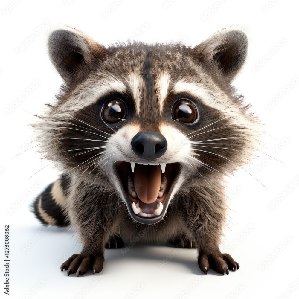 Obraz premium an AI Image Generator, Cute Animated Raccoon Character Expressing Surprise