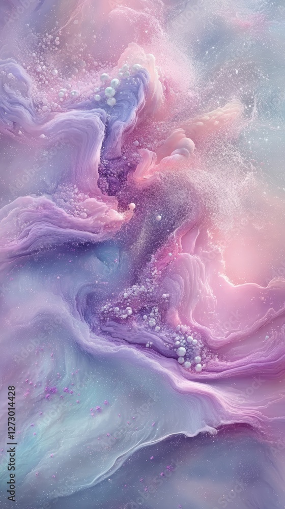 Fototapeta premium Pastel cosmic abstract background with bubbles