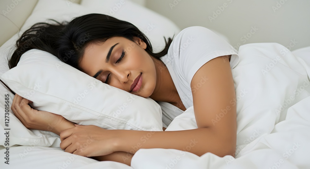 woman sleeping well with soft white pillow and fresh bedding Nature concept, DSLR, real photo, high resolution, photography, ultra resolution woman sleeping well with soft white pillow and fresh bedding Nature concept, DSLR, real photo, high resolution, photography, ultra resolution