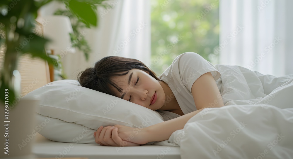 woman sleeping well with soft white pillow and fresh bedding Nature concept, DSLR, real photo, high resolution, photography, ultra resolution woman sleeping well with soft white pillow and fresh bedding Nature concept, DSLR, real photo, high resolution, photography, ultra resolution