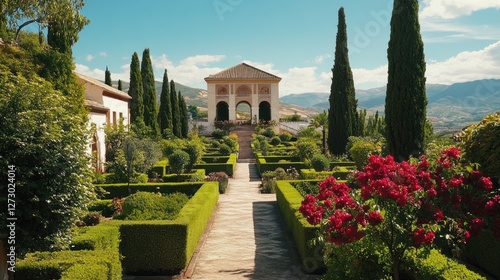 Serene Gardens of Alhambra Palace, Spain: A Picturesque Vista