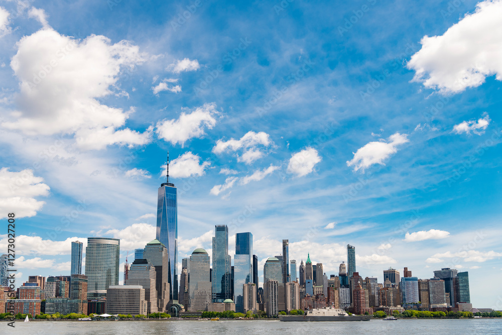 New York from New Jersey. Manhattan's beautiful skyline, New York, United States. Panorama view of New York city skyline in Midtown Manhattan. USA, NYC, NY, Manhattan. New York skyscrapers New York from New Jersey. Manhattan's beautiful skyline, New York, United States. Panorama view of New York city skyline in Midtown Manhattan. USA, NYC, NY, Manhattan. New York skyscrapers