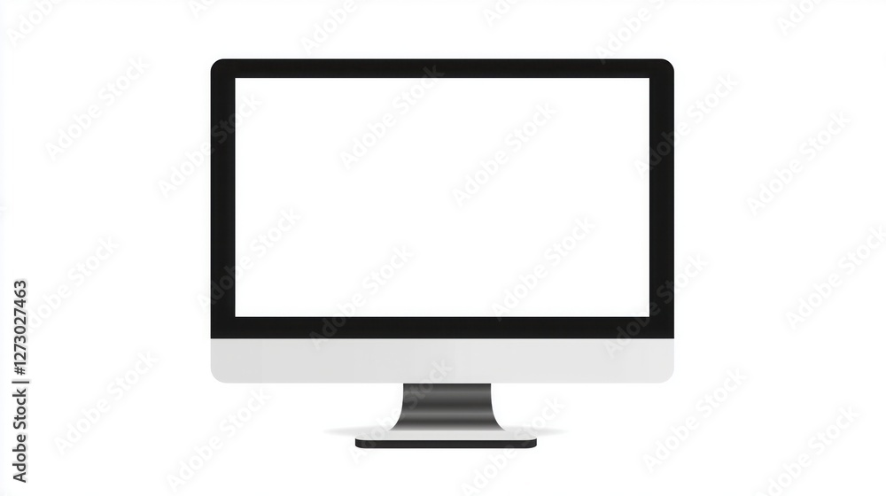 a modern computer monitor with a white screen, on a solid background. a modern computer monitor with a white screen, on a solid background.