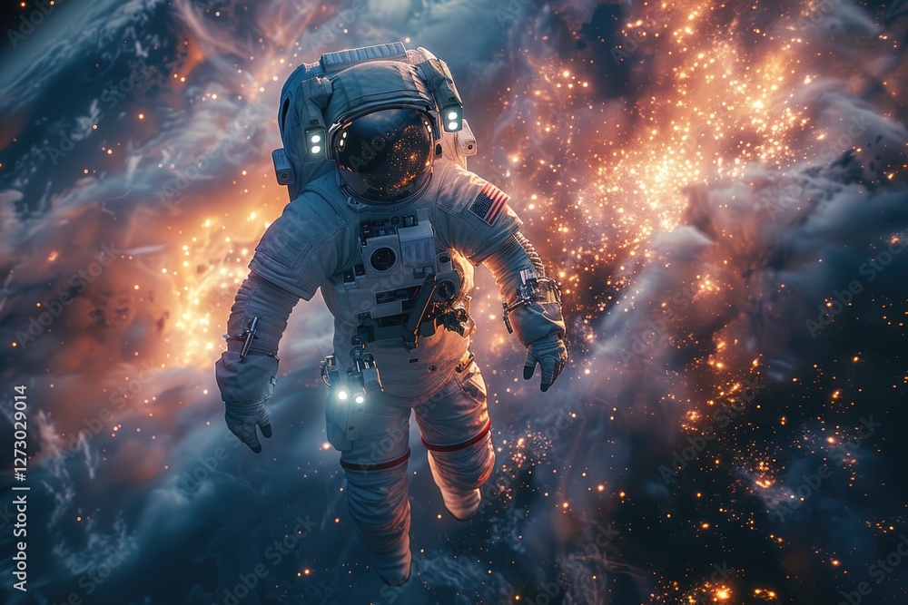 Obraz premium astronaut floating in space with a breathtaking galaxy