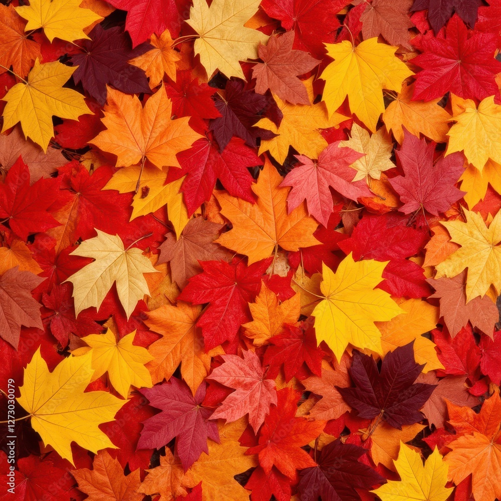 A vibrant background of crisp autumn leaves in rich shades of red, orange, and yellow A vibrant background of crisp autumn leaves in rich shades of red, orange, and yellow