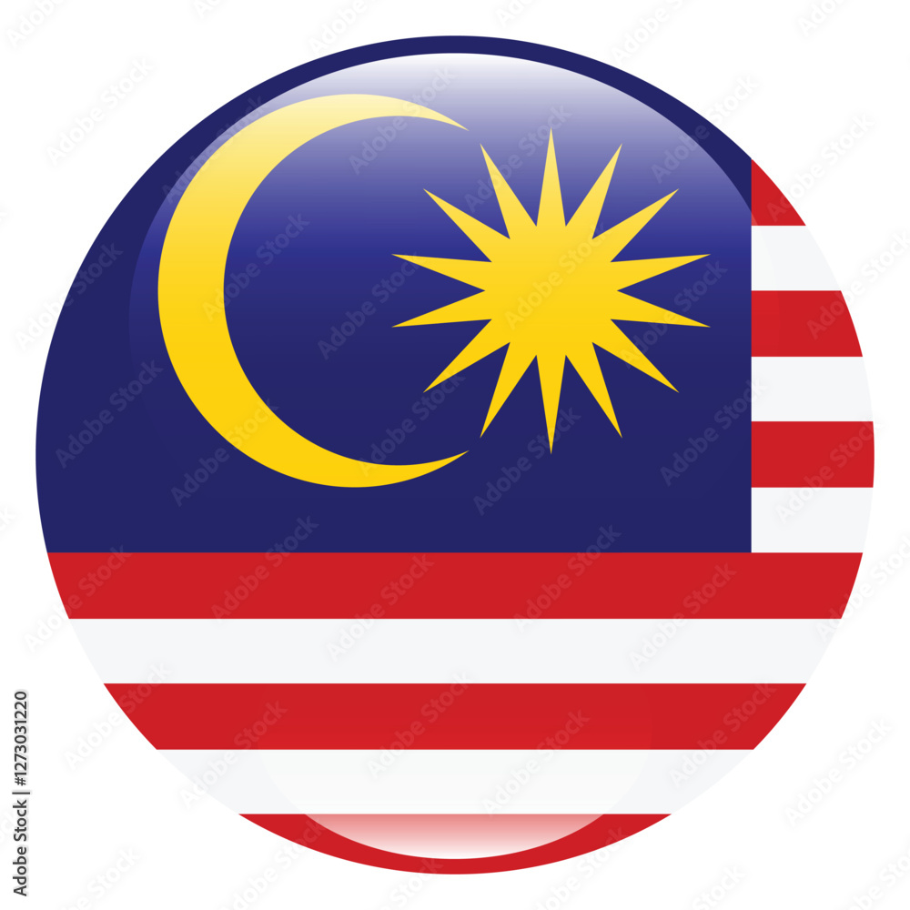 Fototapeta premium Malaysia flag circle icon vector illustration design