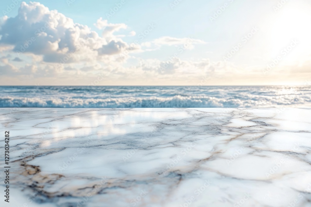A serene view of calm ocean waves, reflecting sunlight on a polished marble surface, creating a tranquil atmosphere. A serene view of calm ocean waves, reflecting sunlight on a polished marble surface, creating a tranquil atmosphere.