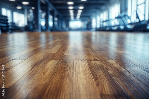 Wallpaper Mural A close-up view of polished wooden flooring in a modern gym interior. Torontodigital.ca