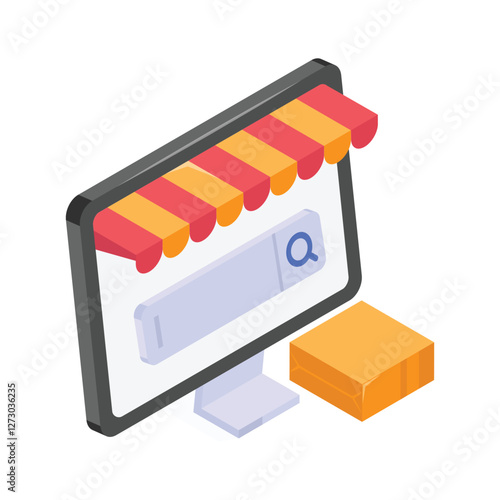 E commerce website with a store search and product box.